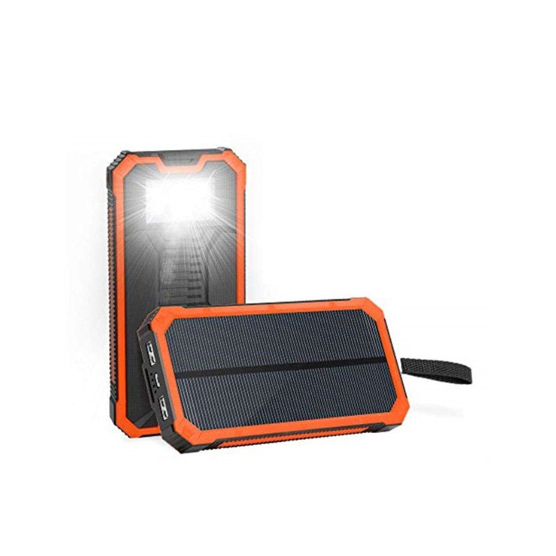 Solar power bank portable solar charger showing front solar panel