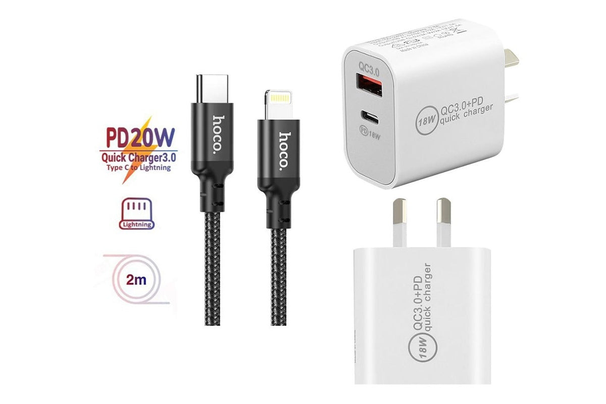 side view of iPhone charger Fast Charger 18W with dual USB ports