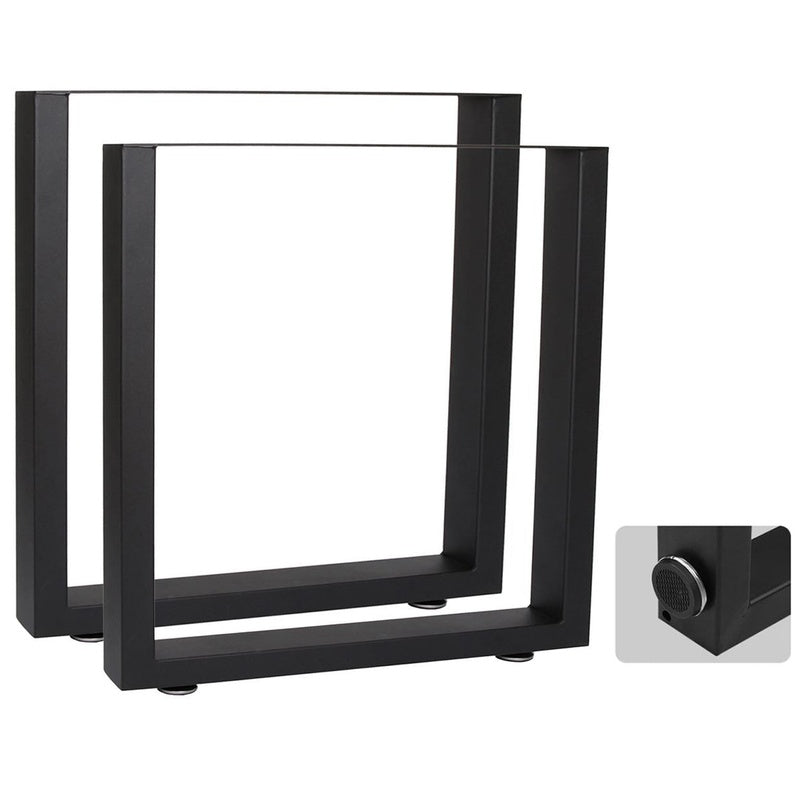 Table legs square shape metal black front view