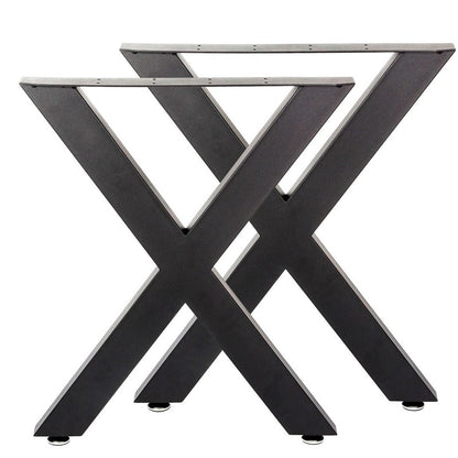 Metal table legs X shape black steel side view