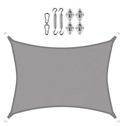 Sun Shade Sail 5m by 5m showing waterproof polyester material