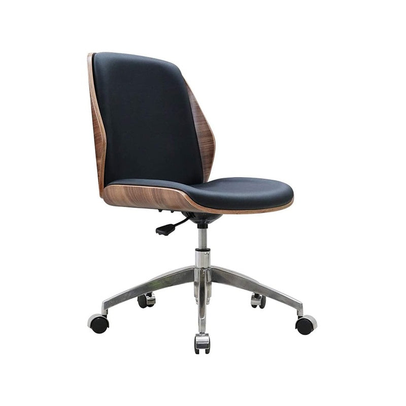 Office Chair wooden Computer Chair showing PU leather seat detail