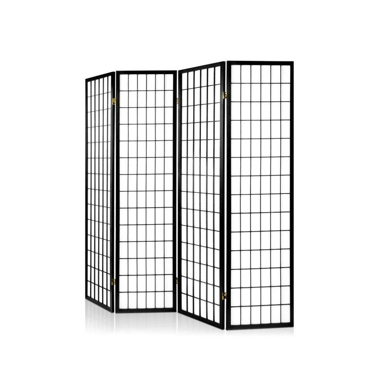 Room divider folding screen showing solid pinewood frame