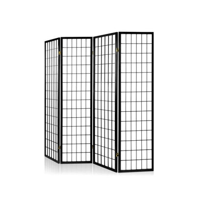 Room divider folding screen showing solid pinewood frame