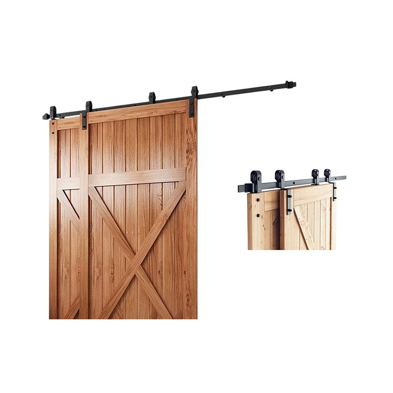 Barn door hardware 36M black steel rail close up