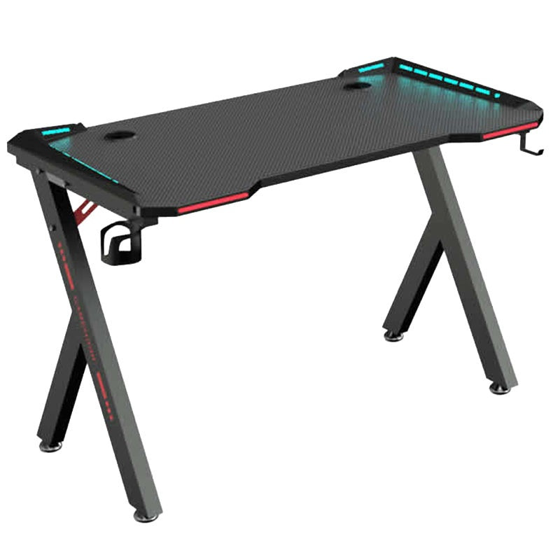 Gaming desk computer desk table black top view with RGB lights