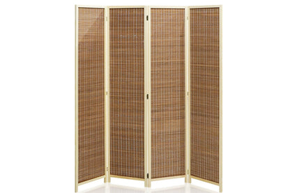 Side view of room divider folding screen with four hinged panels