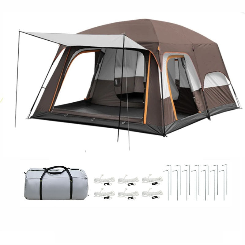 Camping tent 5-8 person family tent brown colour front view