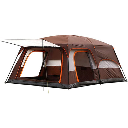 Camping tent 10 person brown colour front view with entrance