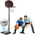 Kid basketball hoop with stand showing red and black frame