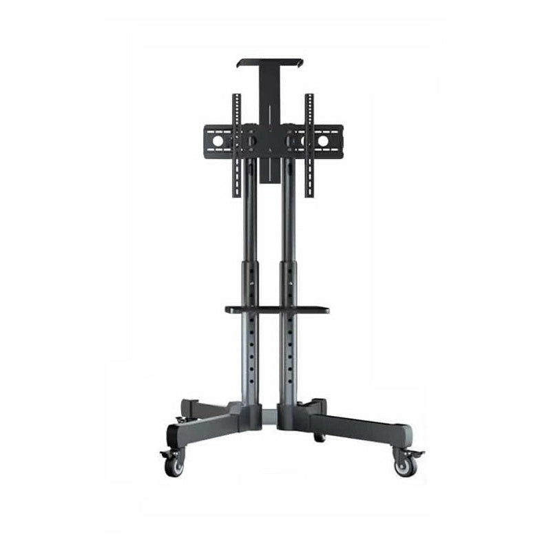 TV stand height adjustable black steel frame front view