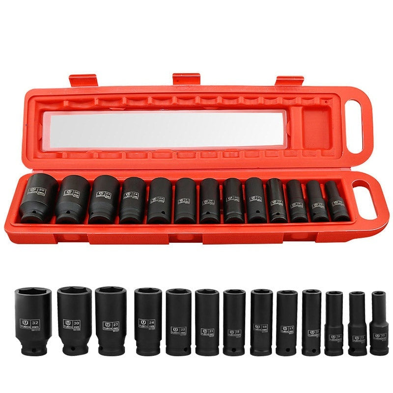Deep impact socket set 10-32mm with black phosphate finish