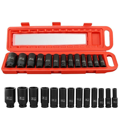 Deep impact socket set 10-32mm with black phosphate finish