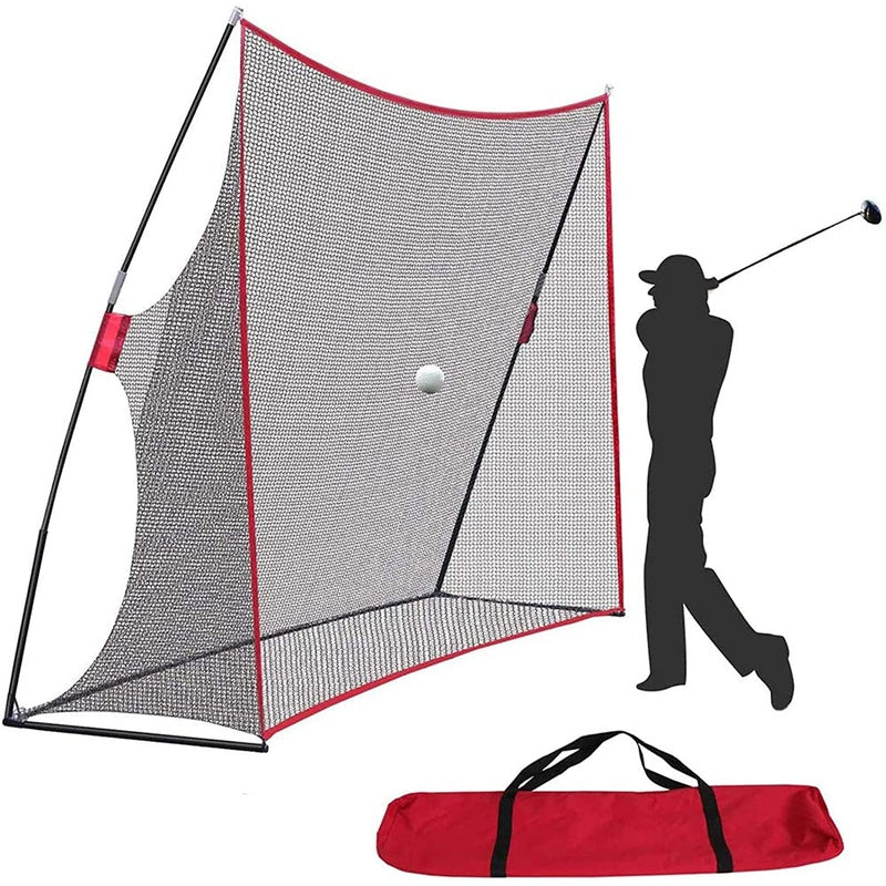 Golf practice net front view showing full 10 by 7 feet size