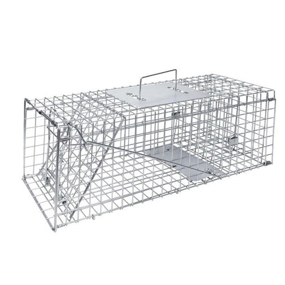 Possum trap large animal trap side view showing galvanized metal