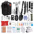 Emergency survival kit set showing black Molle pouch exterior