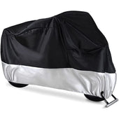 Motorbike cover 2XL black silver front view with lock holes