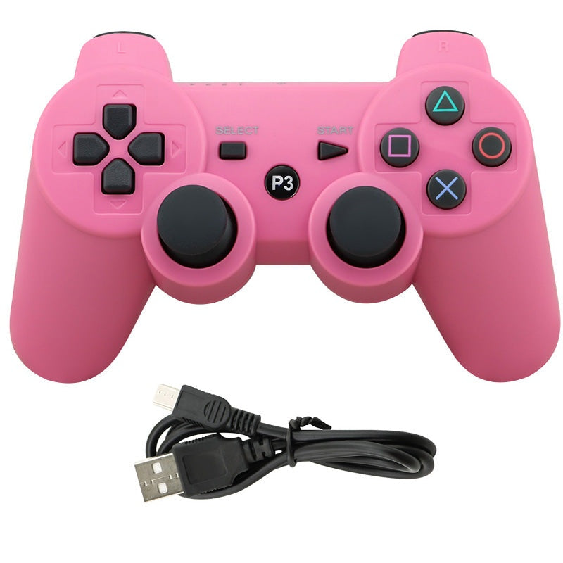Wireless PS3 controller showing front buttons and joystick layout