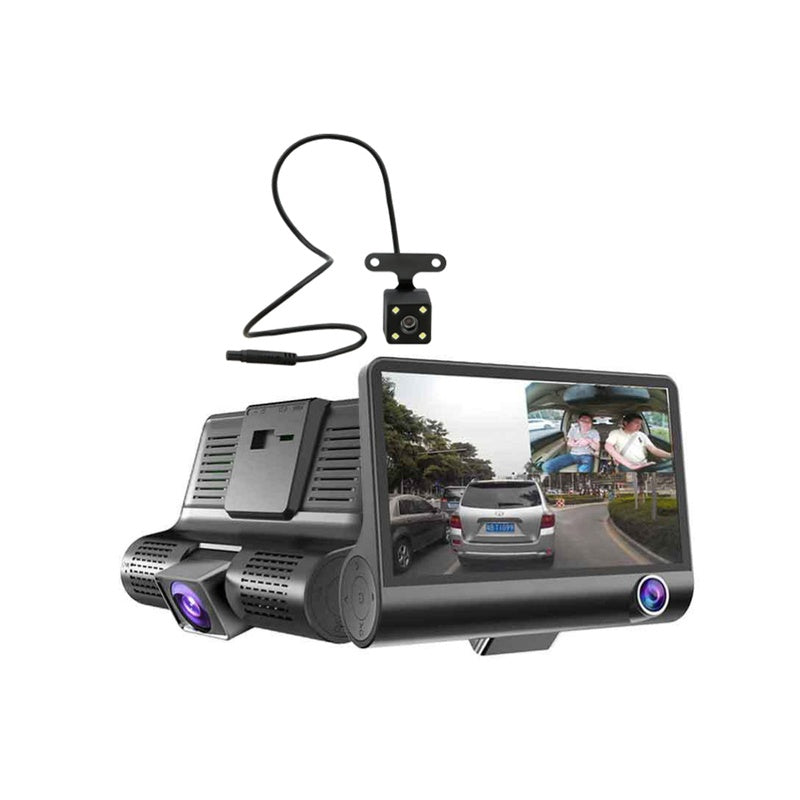 Car dash camera video recorder front view showing 4 inch screen