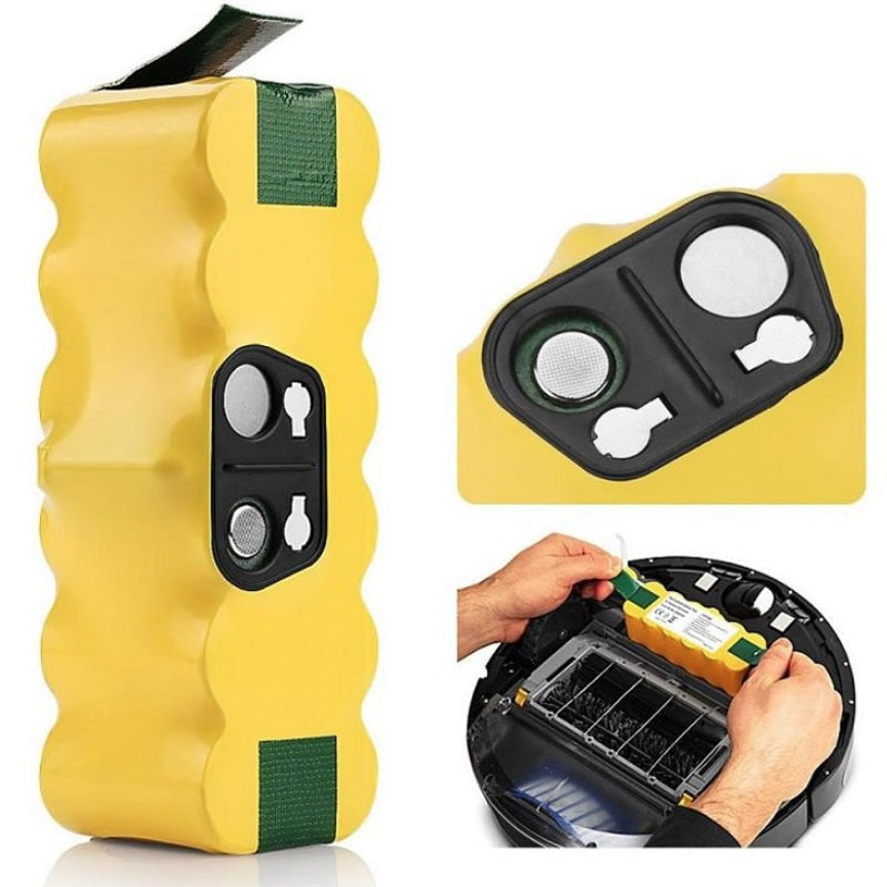 Roomba replacement battery 6000mAh yellow colour close up