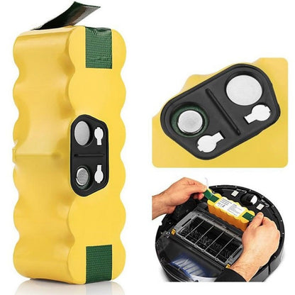 Roomba replacement battery 6000mAh yellow colour close up