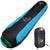 Sleeping bag in blue showing full length and hood design