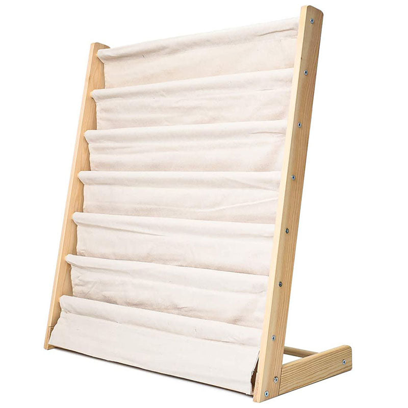 Kids bookshelf wooden book rack stand front view with books