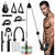 Fitness cable pulley system showing full setup with tricep rope attached