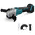 Cordless electric angle grinder side view showing blue colour