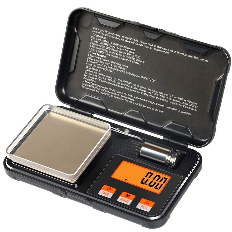 Digital scale showing stainless steel weighing platform close up