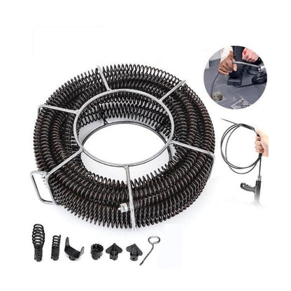 Drain snake pipe cleaner 12m black steel flexible design