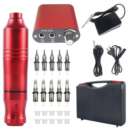 Tattoo kit Combo all in one showing red aluminium alloy machine