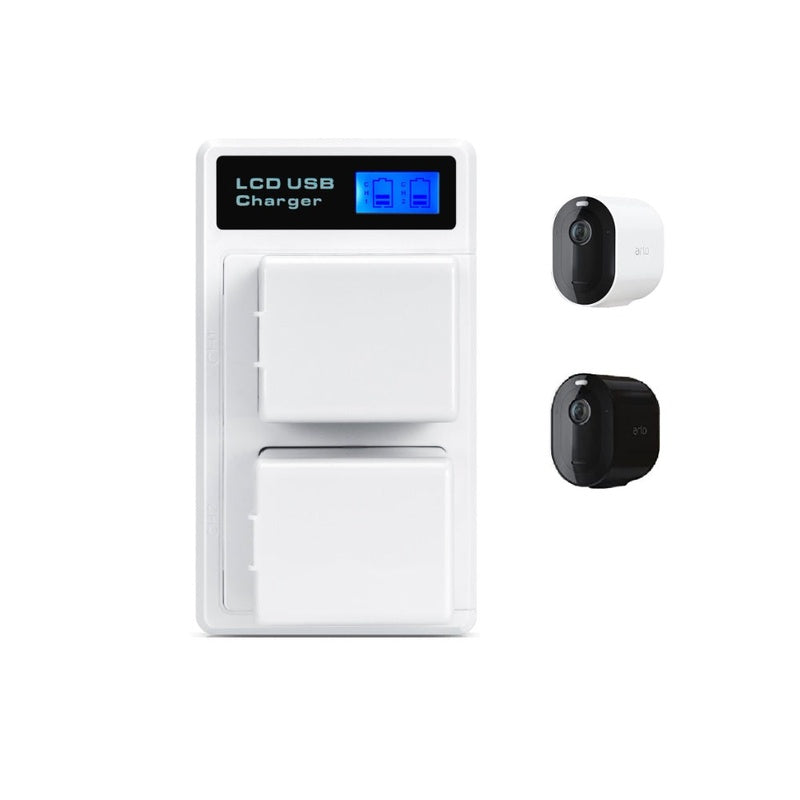 Arlo Pro 3 Pro 4 battery charger front view showing dual USB ports