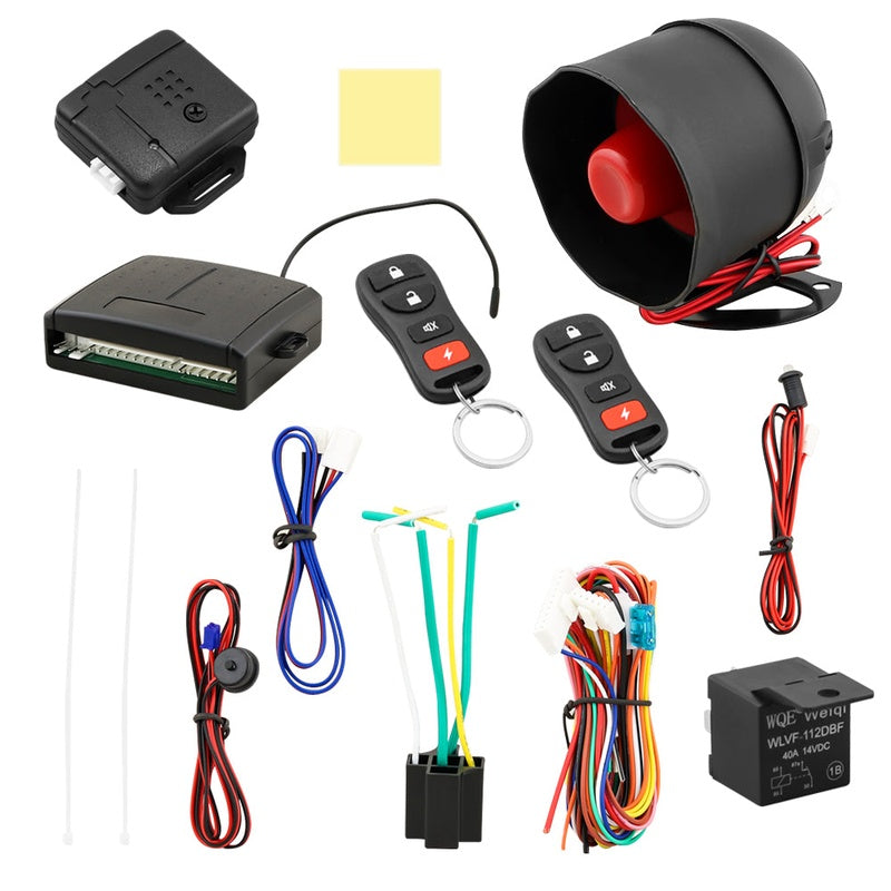 Car alarm system front view with black plastic shell