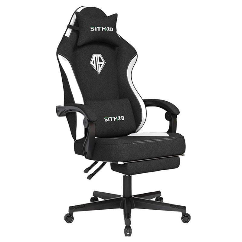 Gaming chair ergonomic black fabric front view