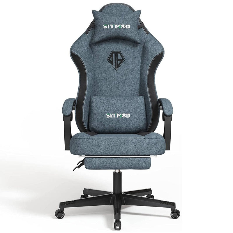 Gaming chair office chair blue showing full high back design