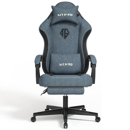 Gaming chair office chair blue showing full high back design