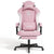 Gaming chair with headrest and lumbar support in pink side view