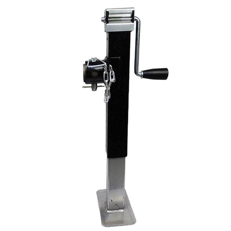 Trailer jack heavy duty showing black galvanised steel body