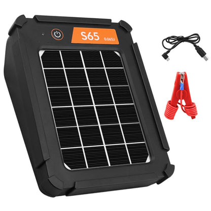 Solar electric fence energiser showing front solar panel