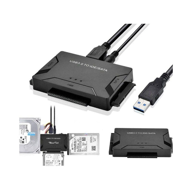 USB 30 to SATA IDE hard drive converter showing 1 metre cable length