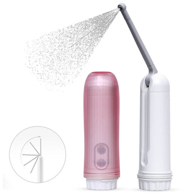 Portable bidet spray showing adjustable 180 degree nozzle in white