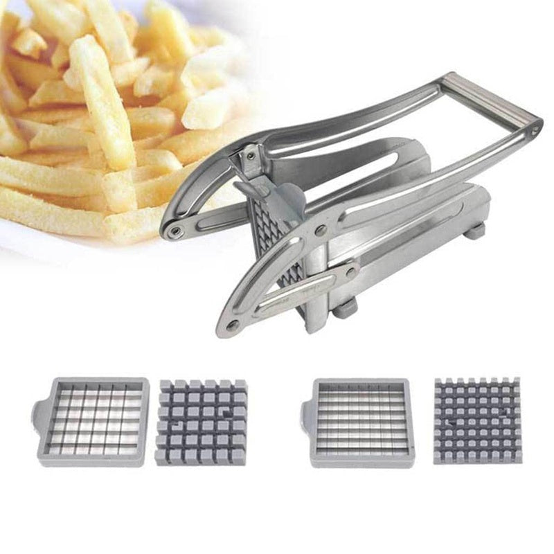 Potato cutter French fries machine with stainless steel blades close up