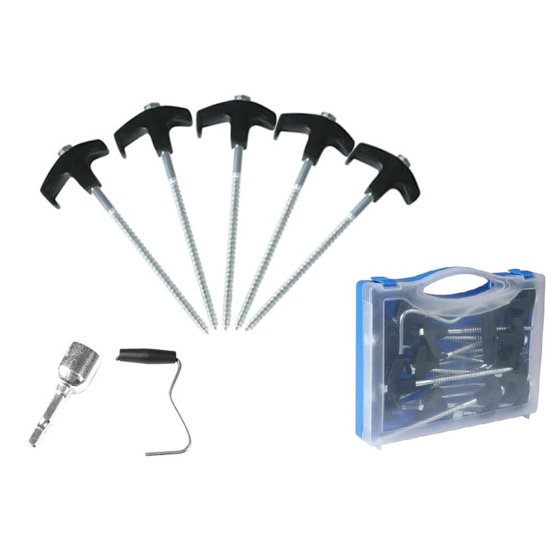 Camping tent pegs 20pcs set with blue carry case