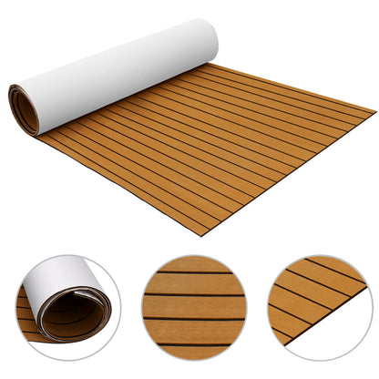 Marine Carpet Teak Boat Flooring Mat showing brown and black striped pattern