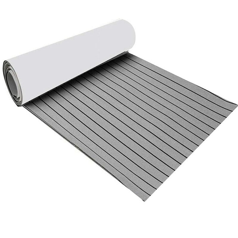 Marine carpet teak boat flooring mat showing grey colour and black stripes