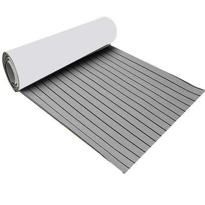 Marine carpet teak boat flooring mat showing grey colour and black stripes