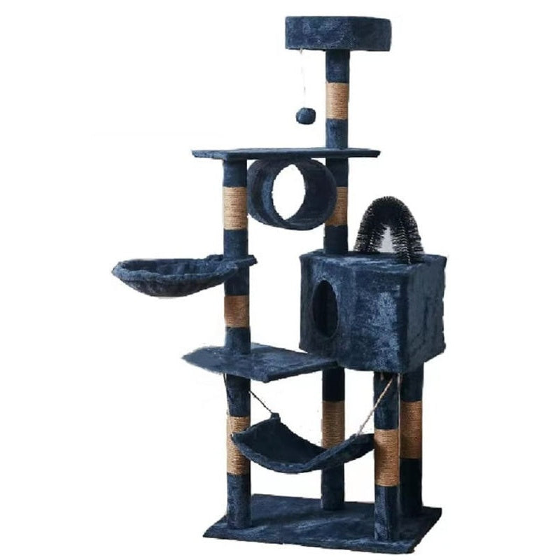 Cat tower 150 CM in cyan grey showing multi-level climbing platforms