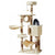 Cat tree house scratching post in beige with sisal rope detail