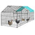 Outdoor chicken coop enclosure showing foldable wire frame